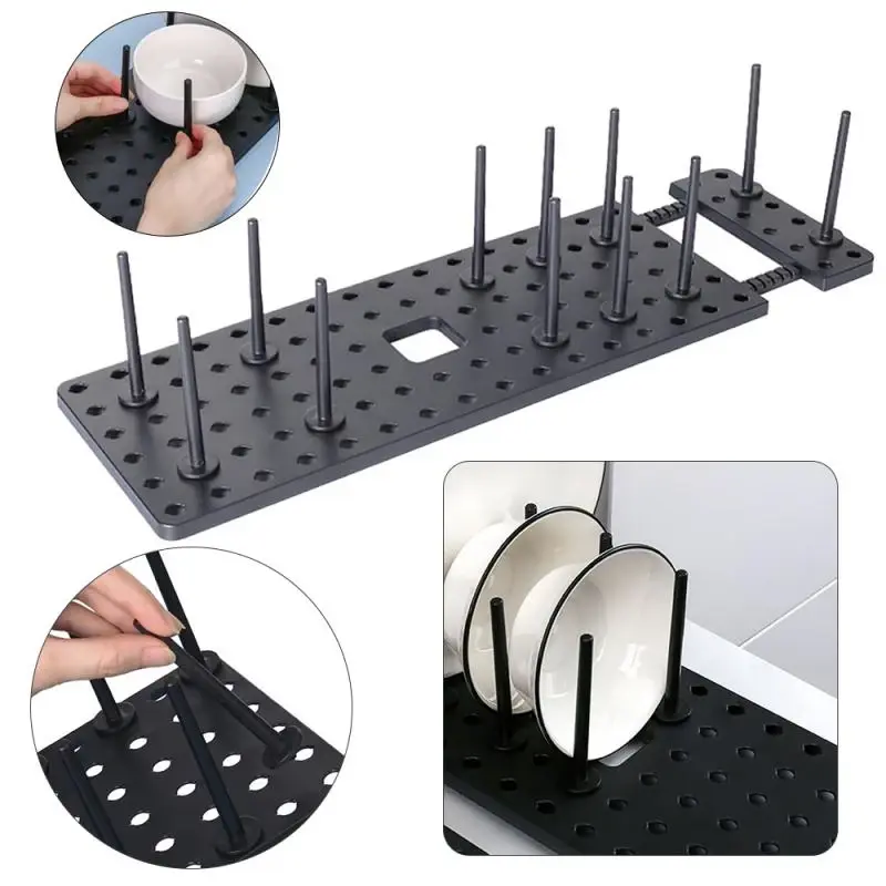 Kitchen Organizer Sink Drain Shelf Dish Drying Rack Telescopic Pan Bowl Stand Storage Drawer Adjustable Holder Home Accessories