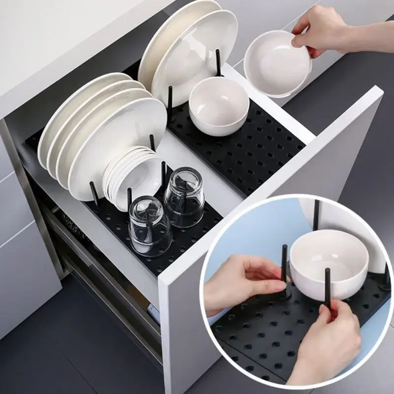 Kitchen Organizer Sink Drain Shelf Dish Drying Rack Telescopic Pan Bowl Stand Storage Drawer Adjustable Holder Home Accessories