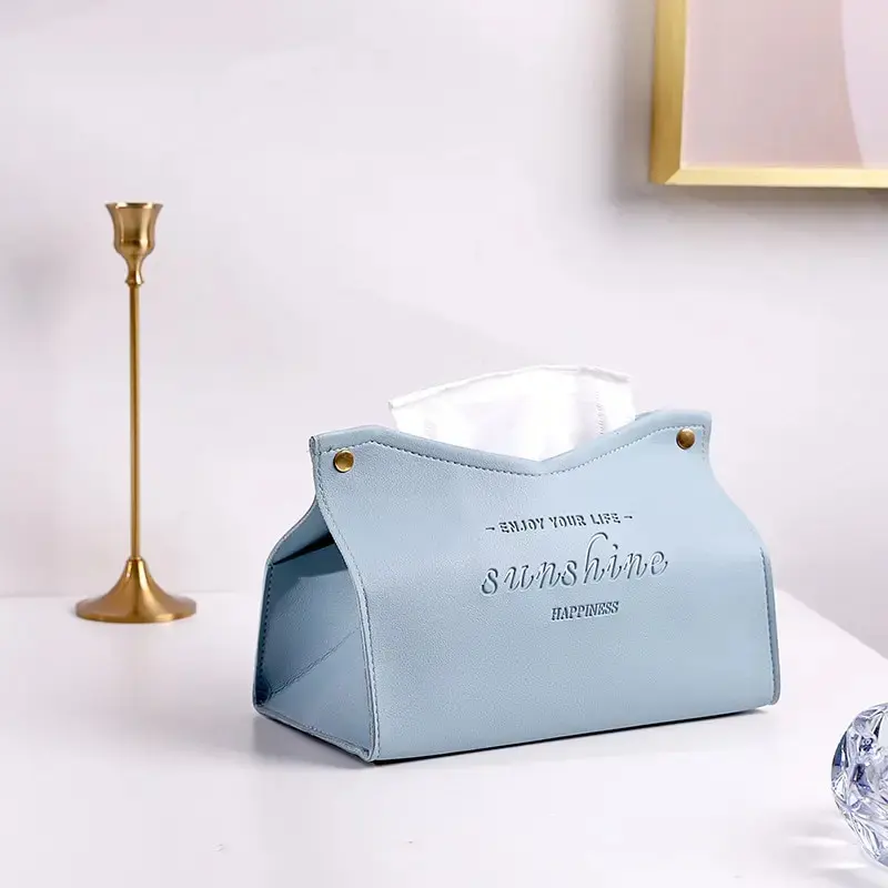PU Leather Tissue Box Holder, Rectangular Simple Life Design, Decorative Storage for Home, Living Room, Hotel