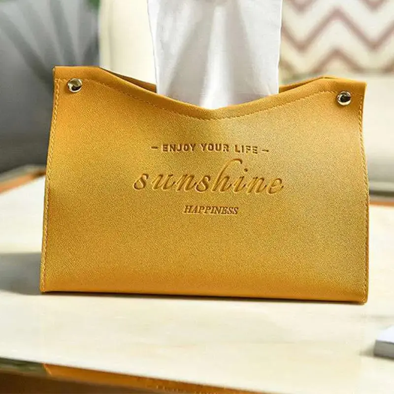 PU Leather Tissue Box Holder, Rectangular Simple Life Design, Decorative Storage for Home, Living Room, Hotel