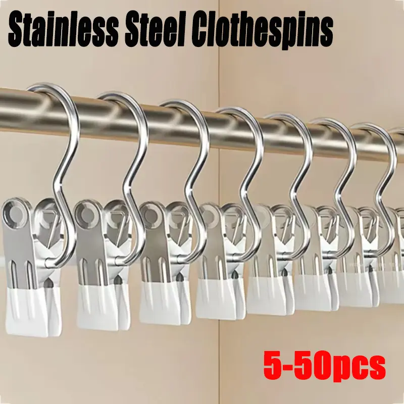 10/20/30/50pcs Closet Clothes Organizer No Trace Clothespins Clothes Pegs With Hooks Pants Socks Drying Clothes Hangers Clip