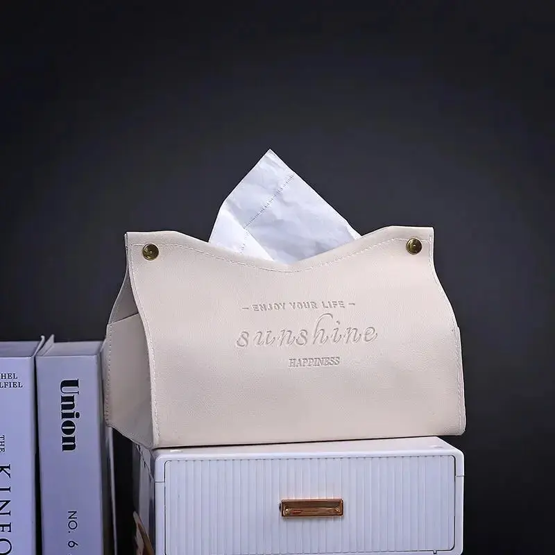 PU Leather Tissue Box Holder, Rectangular Simple Life Design, Decorative Storage for Home, Living Room, Hotel
