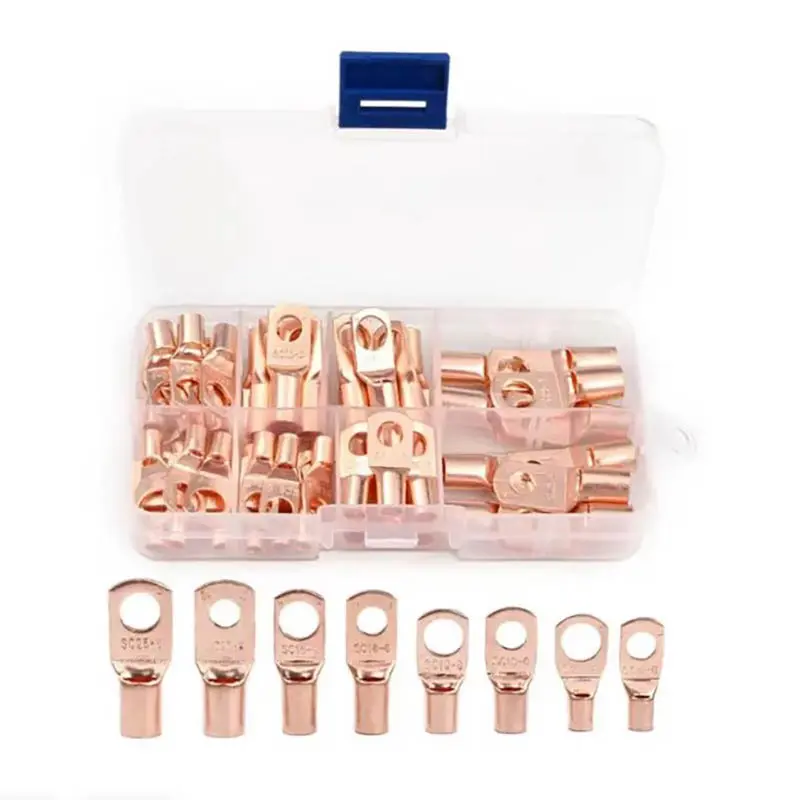 60pcs Wire Lug Connector Ring SC6-25 Copper Connectors Bare Cable Electric Crimp Terminal Connector Kit