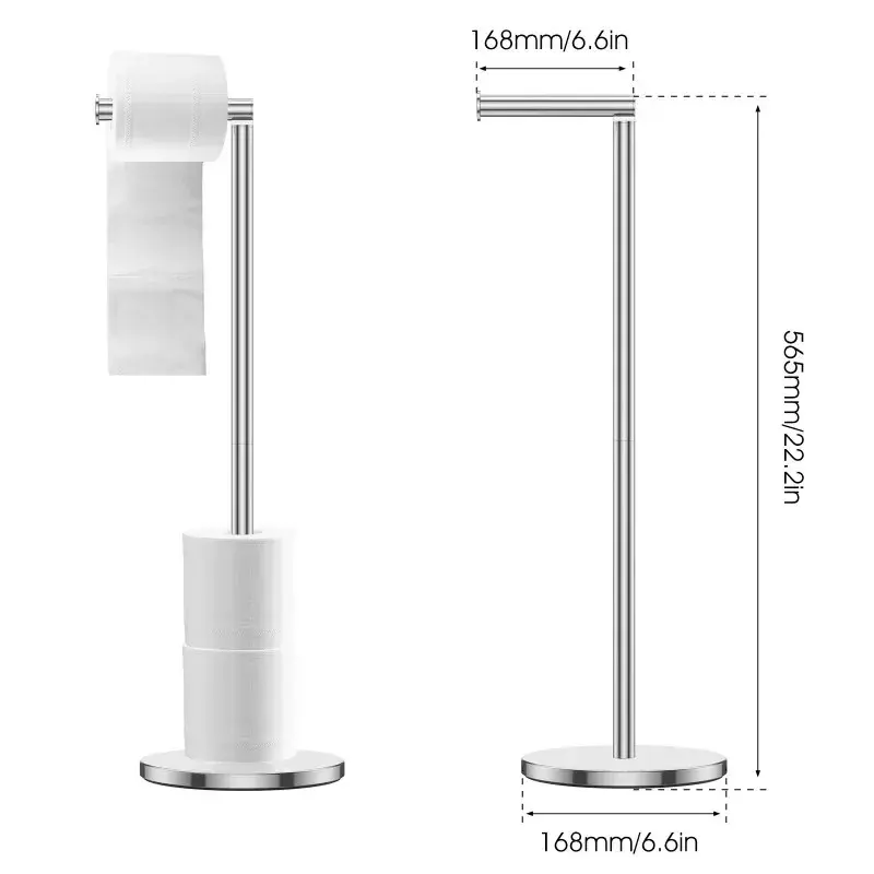 Freestanding Toilet Roll Holders Stainless Steel Toilet Paper Stand Anti-Rust Space Bathroom Tissue Rack Paper Dispenser Storage