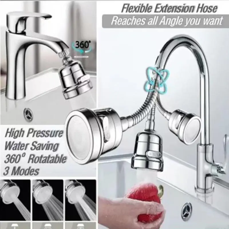 3 Modes Sink Faucet 360 Degree Rotation Filter Extension Tube Shower Water Saving Tap Universal Kitchen Gadgets Accessories