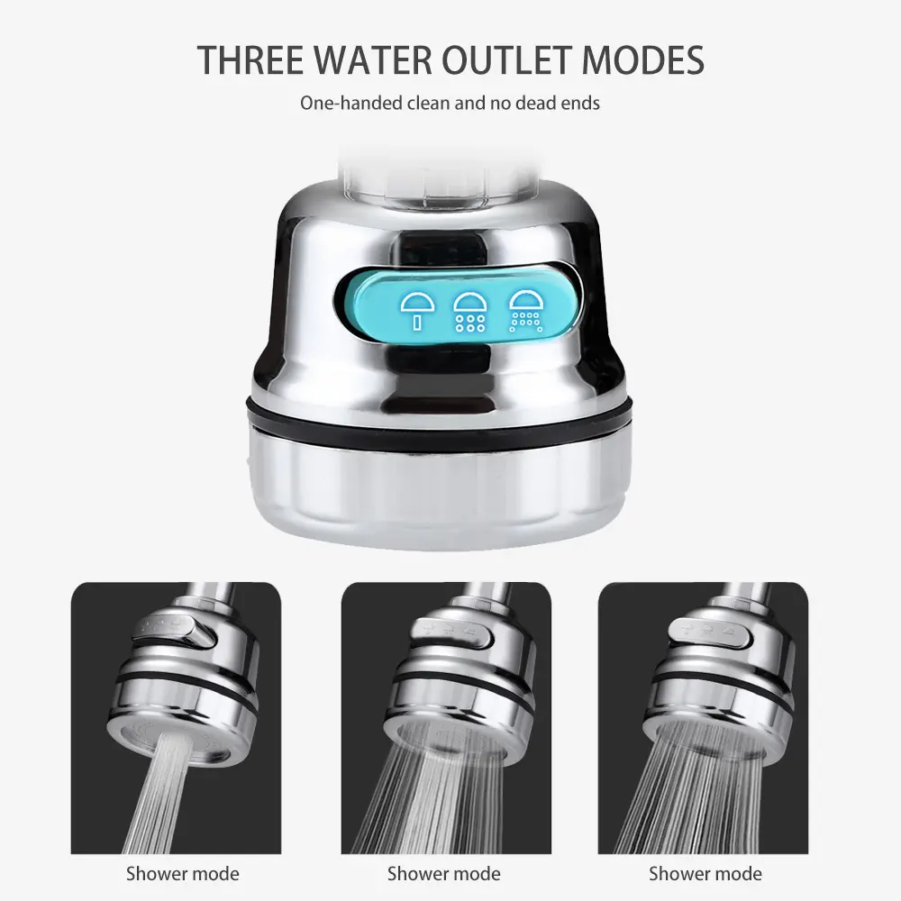 3 Modes Sink Faucet 360 Degree Rotation Filter Extension Tube Shower Water Saving Tap Universal Kitchen Gadgets Accessories