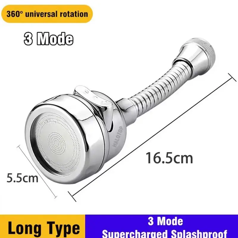 3 Modes Sink Faucet 360 Degree Rotation Filter Extension Tube Shower Water Saving Tap Universal Kitchen Gadgets Accessories