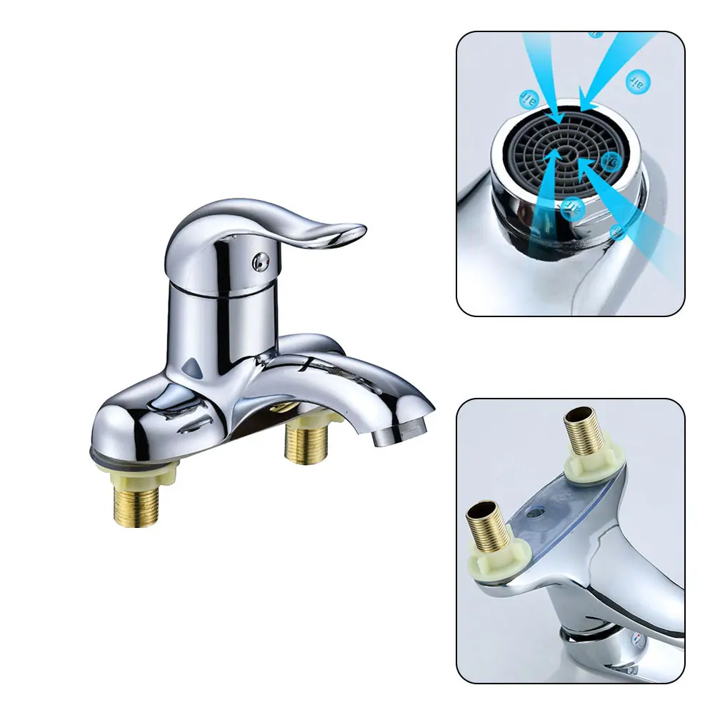 Bathroom Faucet Double-Hole Basin Hot And Cold Water Faucet For Toilet Kitchen Bathroom Plastic Steel Sink Mixer Tap