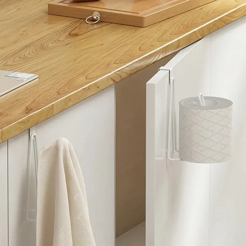 Toilet Paper Holder - Easy Install Wall Mount Bathroom Tissue Roll Hanger with Painted Finish Space Saving No-Drill Design