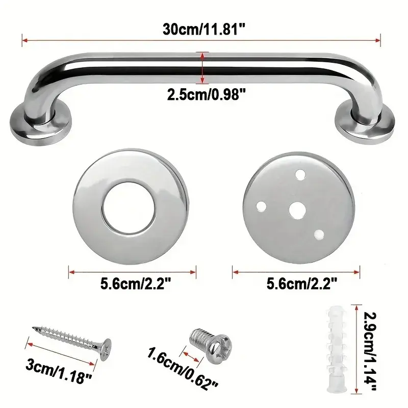 1/2pcs 30/40/50cm Handrail High Quality Stainless Steel Bathroom Tub Toilet Grab Bar Shower Safety Support Handle Towel Rack