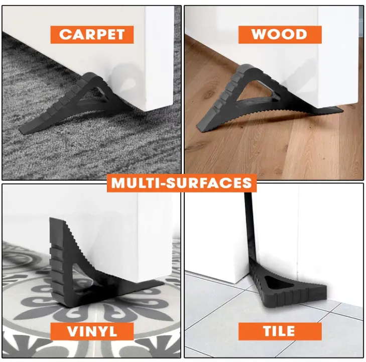 Rubber Door Stopper Reusable Shock Absorbent Block Wedge Doorstops Door Handle Stopper Home Office Door Anti-collision Stopper