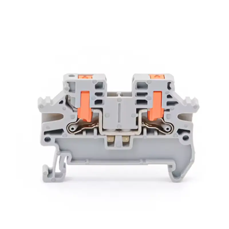 10Pcs DIN Rail Terminal Block PTV-2.5 Push-In Terminal Connector Spring Side-Entry 2.5mm² Cable Wiring Conductor PTV2.5