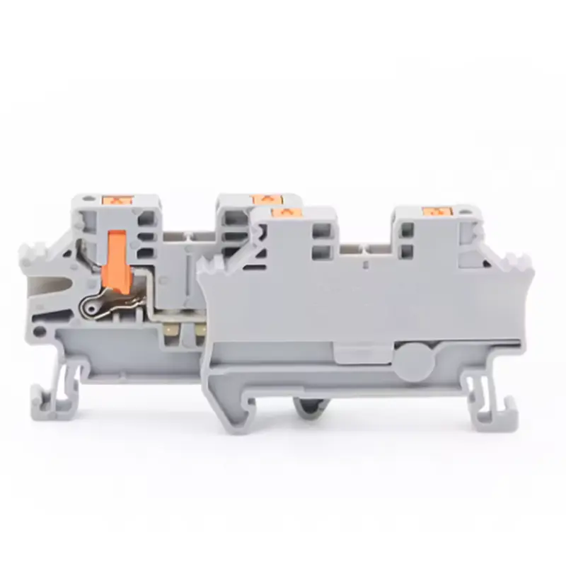 10Pcs DIN Rail Terminal Block PTV-2.5 Push-In Terminal Connector Spring Side-Entry 2.5mm² Cable Wiring Conductor PTV2.5