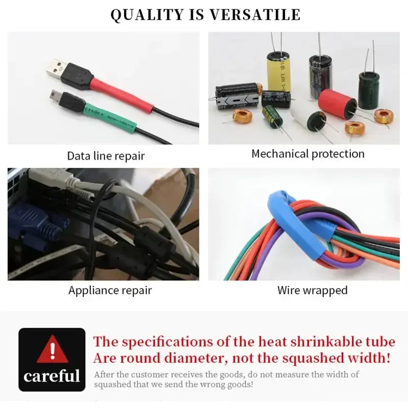127/328/580pcs Heat Shrink Tubing Wrapping kit 2:1 Shrinkable Wire Shrinking Wrap Tubing Wire Connect Cover Protection Sleeving