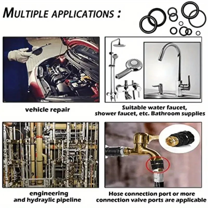 770pcs Durable Rubber O Ring Kit - 18 Sizes for Pressure Washer, Plumbing, Air & Gas Connections - Resists Oil & Heat