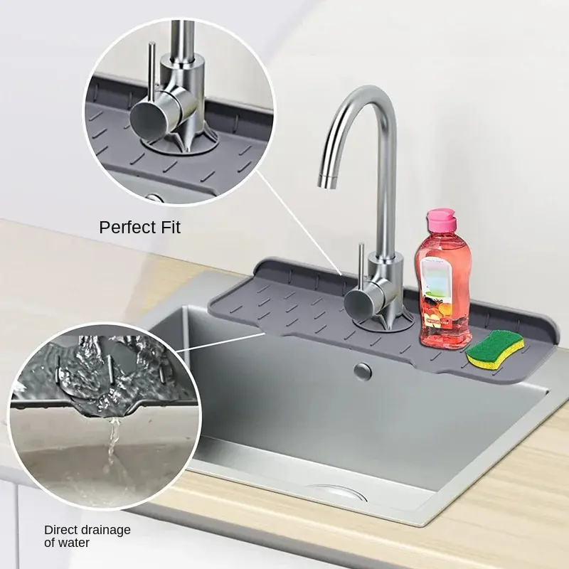 Kitchen Faucet Absorbent Mat Silicone Sink Splash Guard Water Draining Pad Countertop Protector Table Cushion Place Mat Bathroom