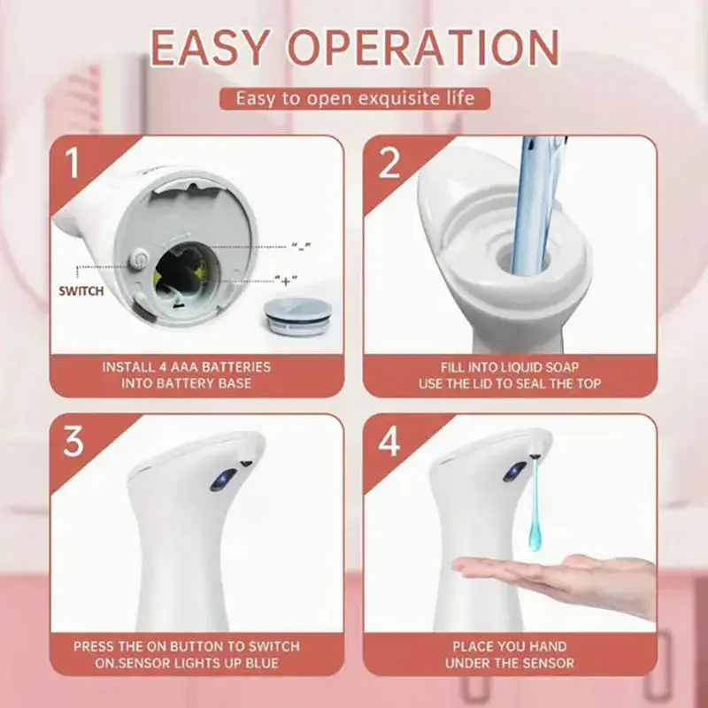 Automatic Sensor Soap Dispenser White High Quality Abs Waterproof Hand Soap Sensor Bathroom Smart Wash Handpiece（no battery）