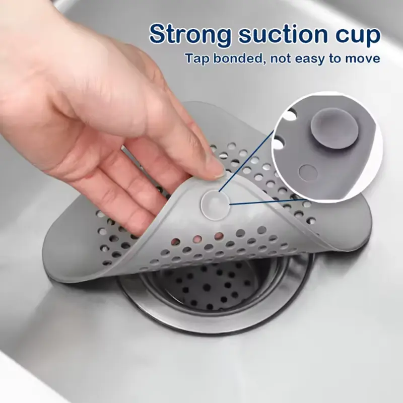 Shower Drain Cover Hair Catcher Flat Silicone Plug Stopper for Bathroom Kitchen Sink Bathtub Strainer TPR Protector