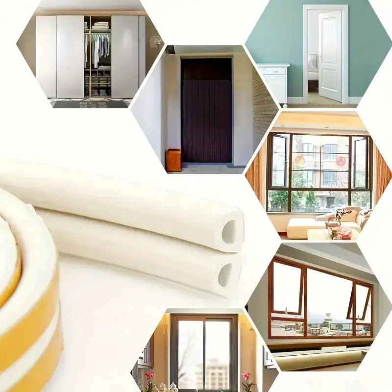 Weatherproof Door Window Seal Strip Self-Adhesive D Type Doors Window Gasket Soundproof Foam Weatherstrip Sealed Collision Strip