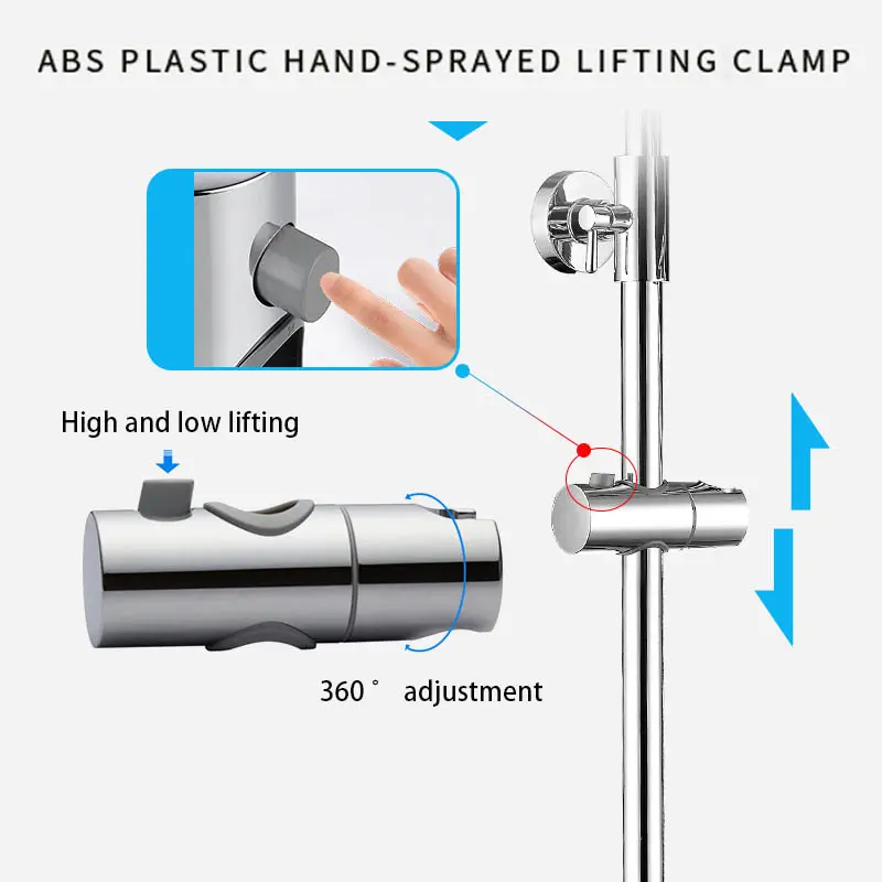 Adjustable Shower Head Holder Bracket, Universal Handheld Showerhead Support for Bathroom Non-Drilling Slide Bar Accessory