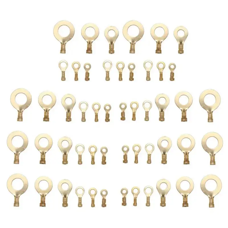 150pcs Boxed Terminal Block Wire Connector M3/M4/M5/M6/M8/M10 O-type Ground Lugs Terminal Cold-Pressed Copper Tab Wiring Nose