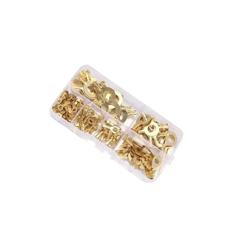 150pcs Boxed Terminal Block Wire Connector M3/M4/M5/M6/M8/M10 O-type Ground Lugs Terminal Cold-Pressed Copper Tab Wiring Nose