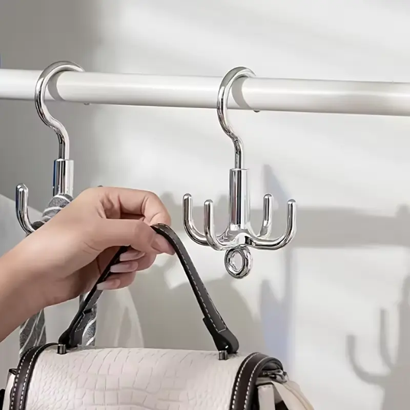 1/2Pcs Multifunctional Rotating Clothes Hook Punch Free 4-Claw Rotation Coat Hanger Belt Organizer, Scarf Storage Rack Wardrobe