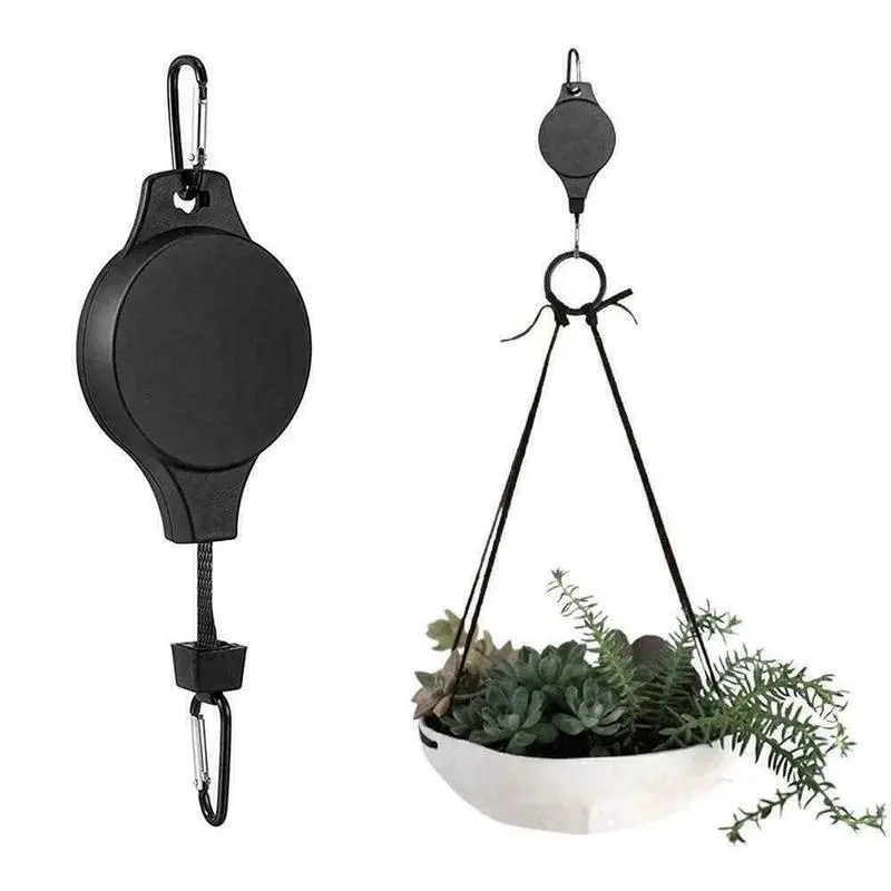 3/6pcs Retractable Plant Pulley Adjustable Hanging Flower Basket Hooks for Hanging Plants Heavy Duty Indoor Outdoor Plant Hanger
