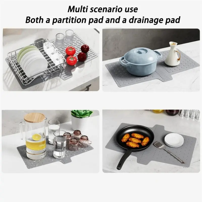 1PC Silicone Drain Pad Drying Mat Pots Dish Drain Mat For Kitchen Tableware Non-slip Mats Anti-scald Coaster Kitchen Utensils