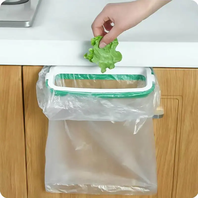 Hanging Garbage Bag Rack with Cover Portable Kitchen Cabinet Rubbish Bag Plastic Rack Support Holder with 100Pcs Garbage Bag