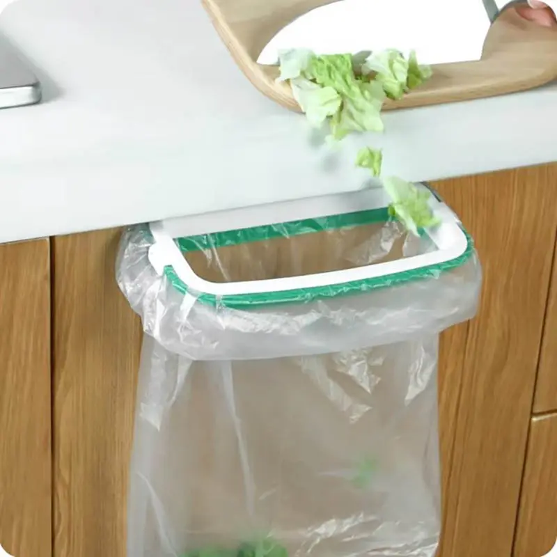 Hanging Garbage Bag Rack with Cover Portable Kitchen Cabinet Rubbish Bag Plastic Rack Support Holder with 100Pcs Garbage Bag