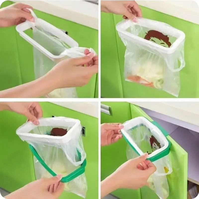 Hanging Garbage Bag Rack with Cover Portable Kitchen Cabinet Rubbish Bag Plastic Rack Support Holder with 100Pcs Garbage Bag