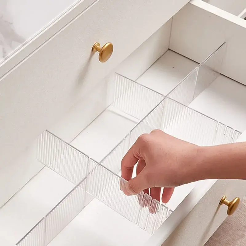 4/8PCS Adjustable Drawer Divider Partition Durable Storage Organiser Makeup Sock Underwear Drawer Organizer Board of Cabinets