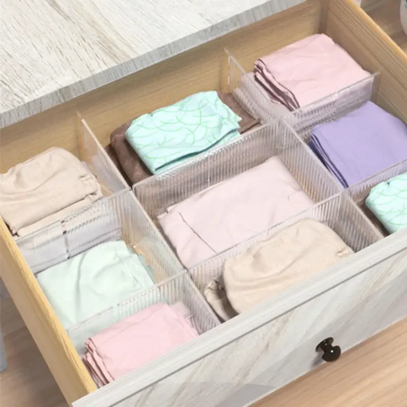 4/8PCS Adjustable Drawer Divider Partition Durable Storage Organiser Makeup Sock Underwear Drawer Organizer Board of Cabinets