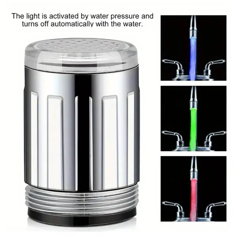 1/2pcs LED Faucet Creative Kitchen Bathroom Light-Up Colorful Changing Glow Nozzle Shower Head Water Tap Filter