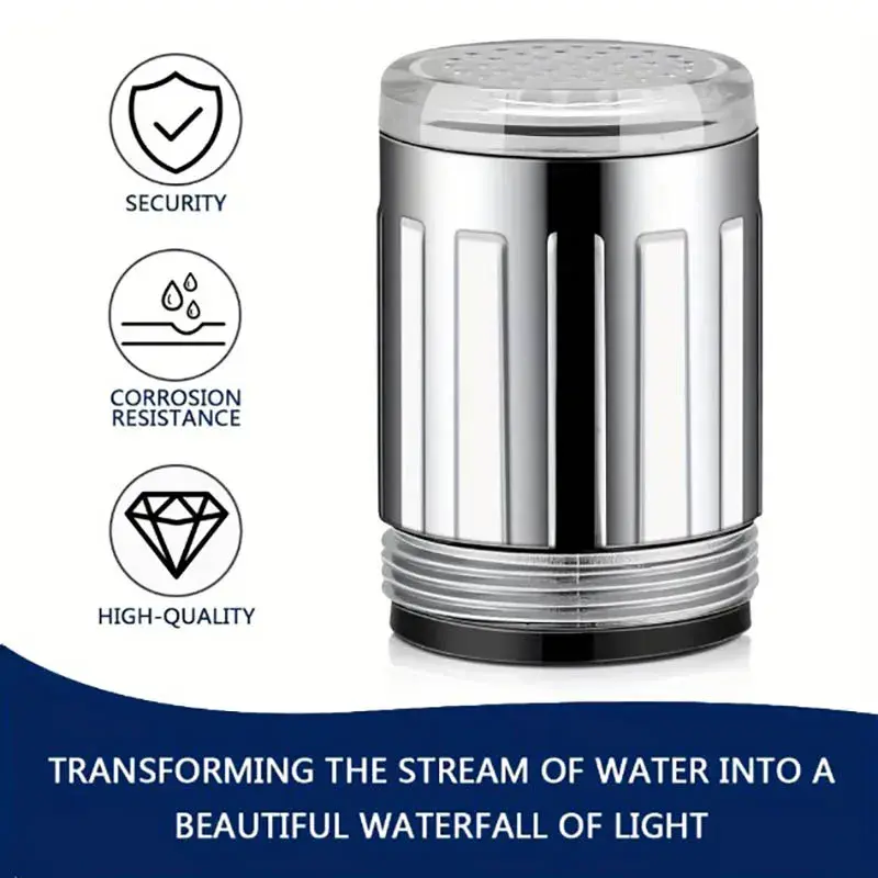 1/2pcs LED Faucet Creative Kitchen Bathroom Light-Up Colorful Changing Glow Nozzle Shower Head Water Tap Filter