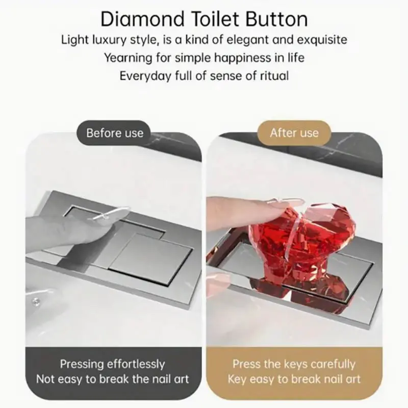 1pcs Heart-Shaped Toilet Flush Button - Easy Press Tank Lever with Nail Protector, Bathroom Decor Accessory