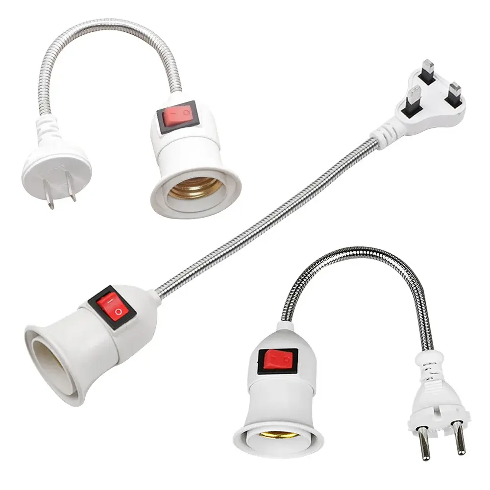 Direct plug swivel lamp head lamp mouth E27 large screw lamp holder  type universal hose with switch