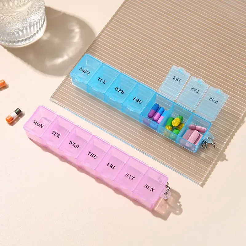 Mini boîte à médicaments hebdomadaire, organisateur de rangement, conteneur 7 grilles, treillis indépendant, tendance