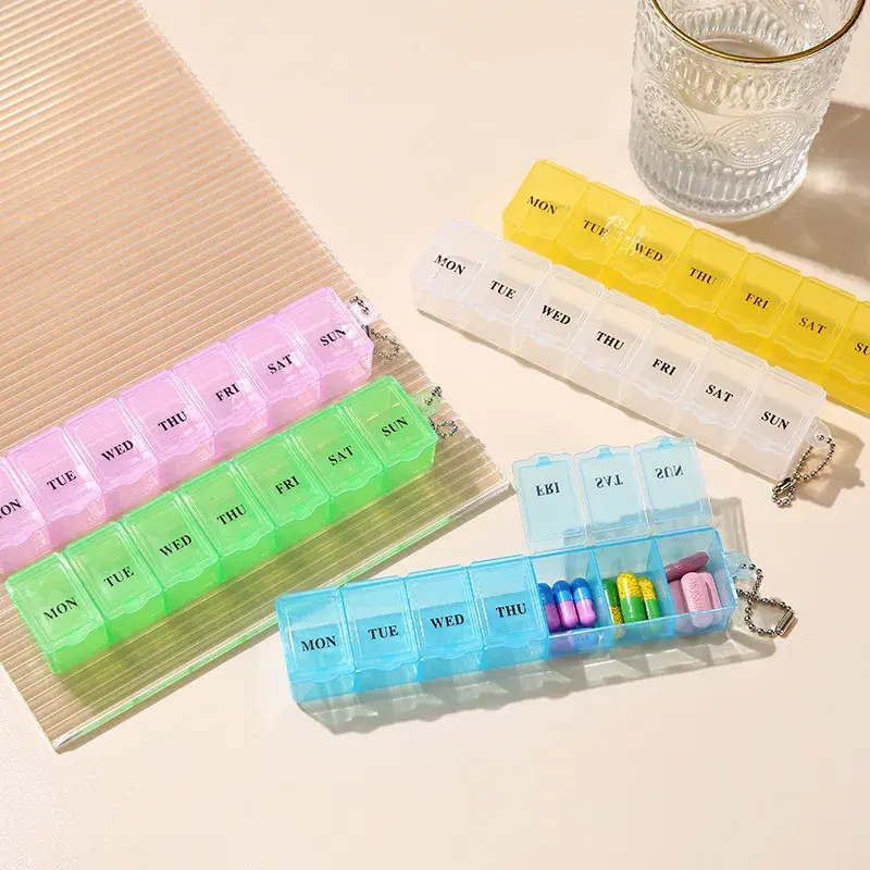 Mini boîte à médicaments hebdomadaire, organisateur de rangement, conteneur 7 grilles, treillis indépendant, tendance