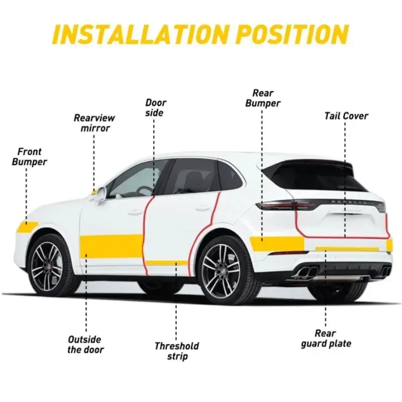 1PC Carbon Fiber Car Sticker Pasting Protective Strip Car Sill Rearview Mirror Anti Scratch Tape Waterproof Protective Film