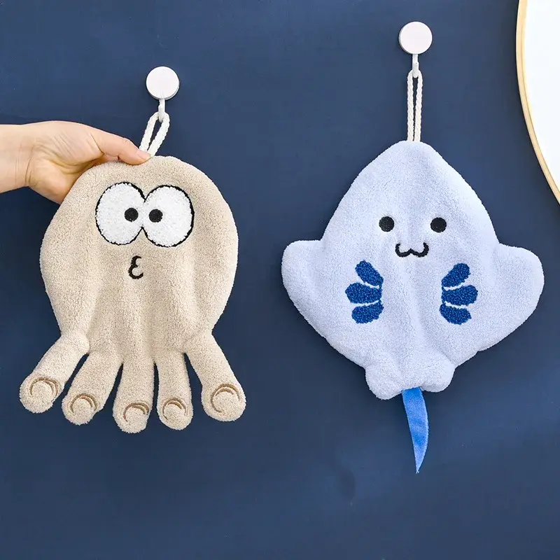 Starfish towel cute jellyfish shell coral velvet household children absorb water does not lose hair kitchen bathroom hand towel