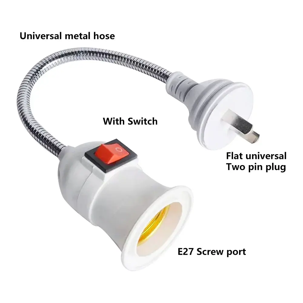 Direct plug swivel lamp head lamp mouth E27 large screw lamp holder  type universal hose with switch