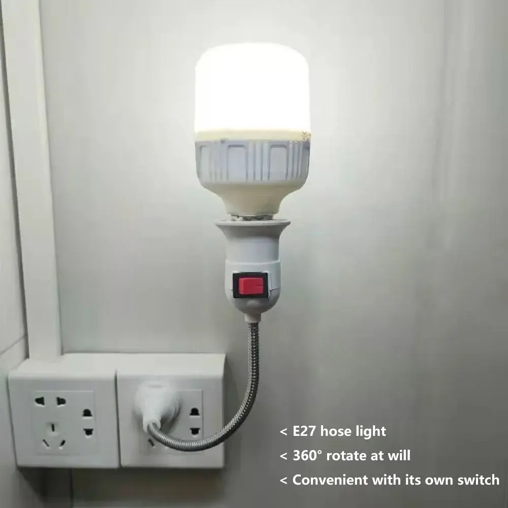 Direct plug swivel lamp head lamp mouth E27 large screw lamp holder  type universal hose with switch