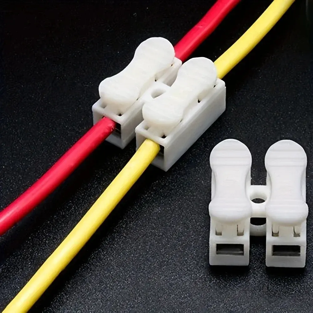 Nenhuma solda solda rápida 2P cabo fio conector, nenhum parafuso bloco terminal, braçadeira de mola, 20pcs