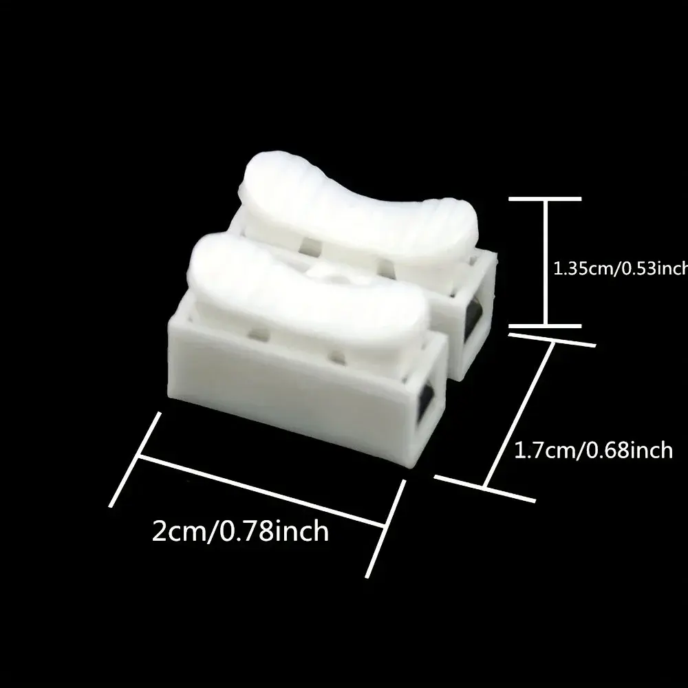 Nenhuma solda solda rápida 2P cabo fio conector, nenhum parafuso bloco terminal, braçadeira de mola, 20pcs