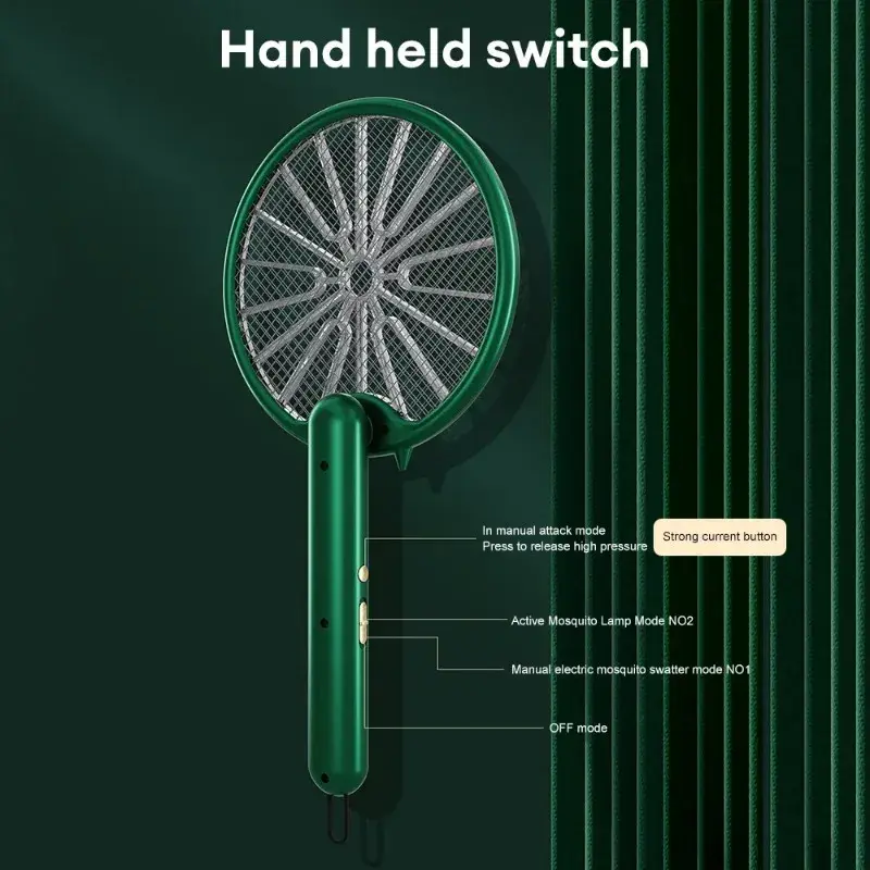1pc 3000V Electric Mosquito Racket Mosquito Killer Lamp USB Rechargeable Foldable Mosquito Swatter Fly Swatter Mosquito Trap