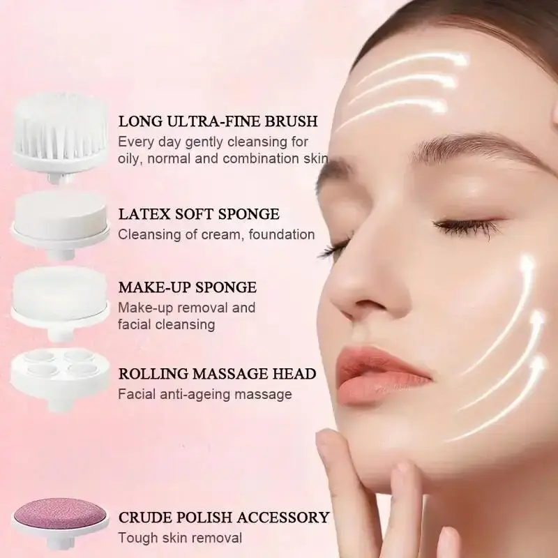 5 In 1 Beauty Massager, Facial Cleansing Brush, Deep Cleansing.Massage Skin, Gentle And Effective Skin Care