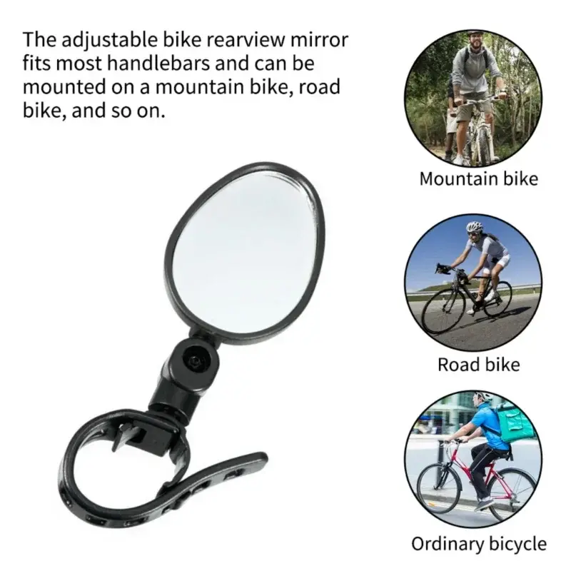 2 pçs ajustável girar bicicleta auxiliar espelho retrovisor montagem no guiador grande angular convexo ciclismo espelhosr