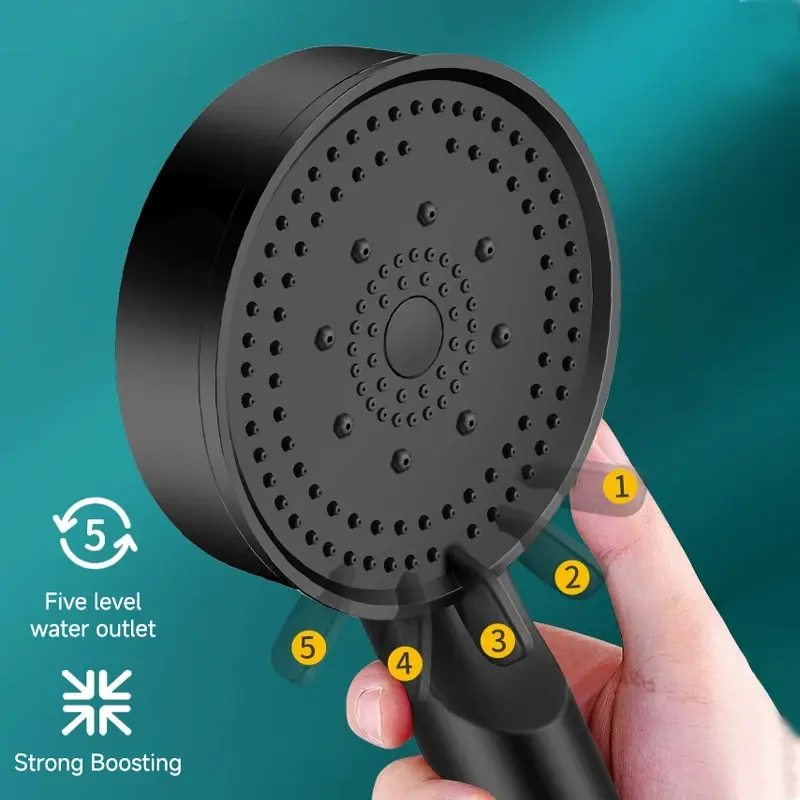 5 Modes Pressure Boost Shower Head Multifunction Adjustable Large Water Nozzle Massage Bathroom Accessory